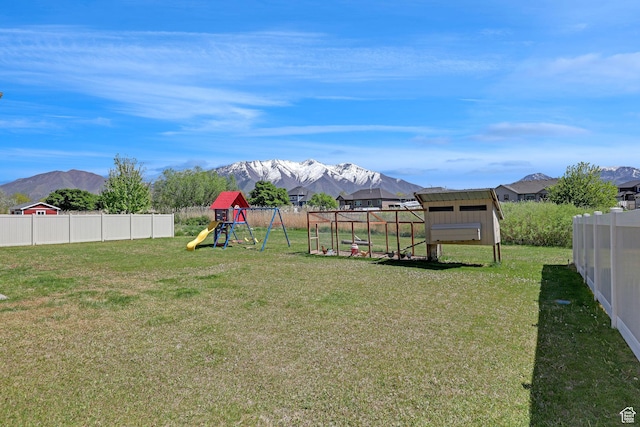 1350 S 849 W Unit 17D, Springville, UT 84663 - view of yard featuring a mountain view, exterior structure, and an outbuilding