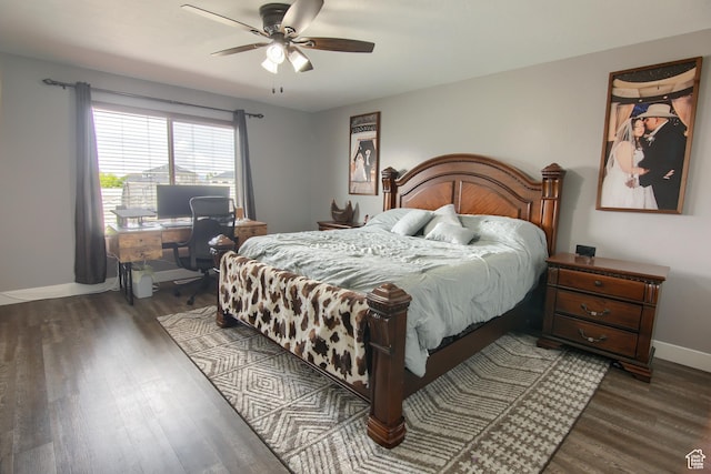 428 S Saddle Rd, Grantsville, UT 84029 - bedroom featuring baseboards, ceiling fan, and dark wood-style flooring