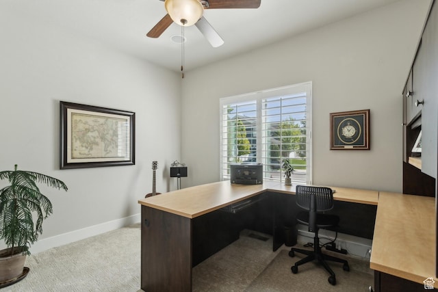272 S 300 E, Midway, UT 84049 - carpeted home office featuring a ceiling fan and baseboards