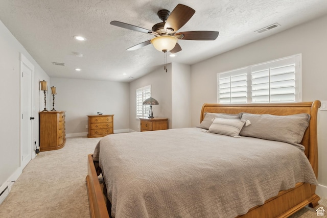 272 S 300 E, Midway, UT 84049 - bedroom featuring carpet floors, a textured ceiling, recessed lighting, baseboards, and a ceiling fan