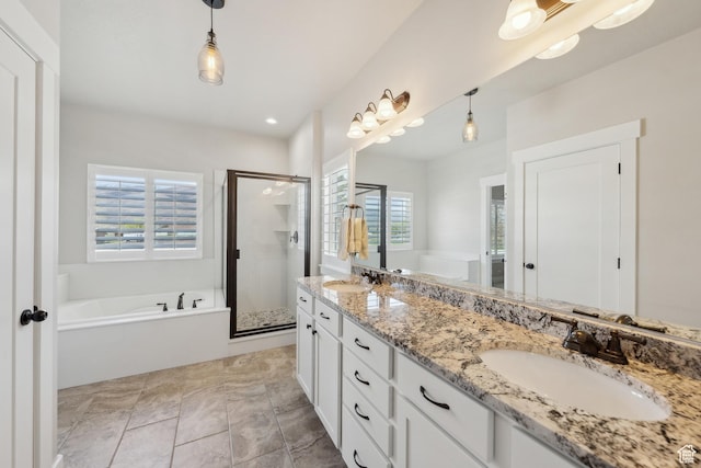 272 S 300 E, Midway, UT 84049 - bathroom with a garden tub, a sink, double vanity, and a shower stall