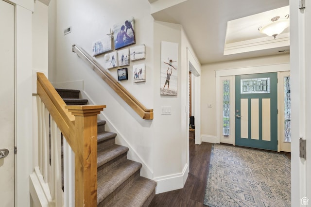 480 E Mission Dr, Midway, UT 84049 - foyer entrance featuring baseboards, stairs, and wood finished floors