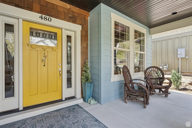 480 E Mission Dr, Midway, UT 84049 - entrance to property with board and batten siding and a porch
