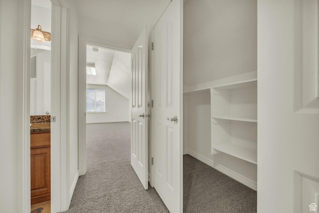 2948 W 150 N, Layton, UT 84041 - hallway featuring light colored carpet, vaulted ceiling, and baseboards