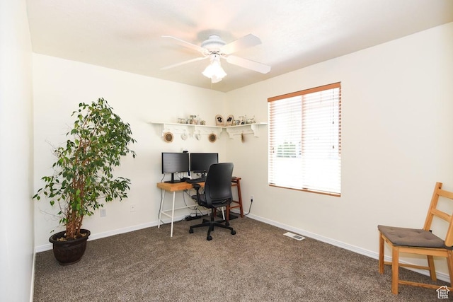 405 E Triple Crown Way E, Grantsville, UT 84029 - carpeted office space with visible vents, a ceiling fan, and baseboards