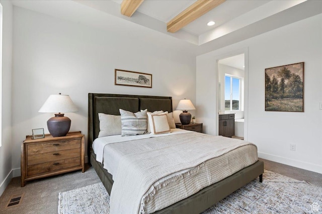 242 W Hillcrest Dr Unit 6, Spanish Fork, UT 84660 - bedroom with baseboards, carpet flooring, beam ceiling, and visible vents