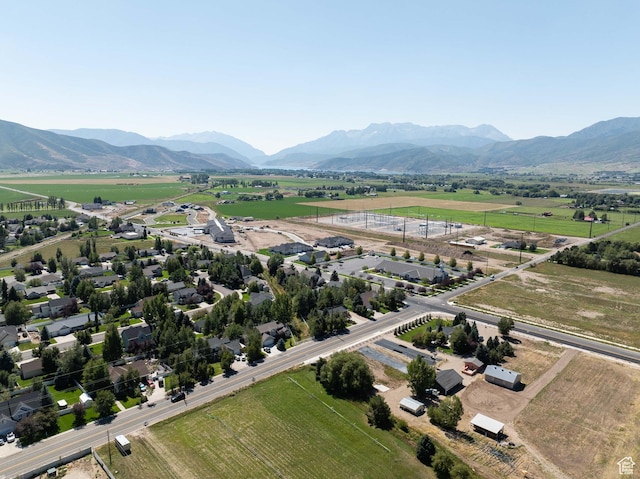 drone / aerial view with a rural view and a mountain view