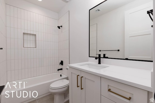 5220 W 2040 S, Hurricane, UT 84737 - bathroom featuring toilet, vanity, bathing tub / shower combination, and tile patterned floors