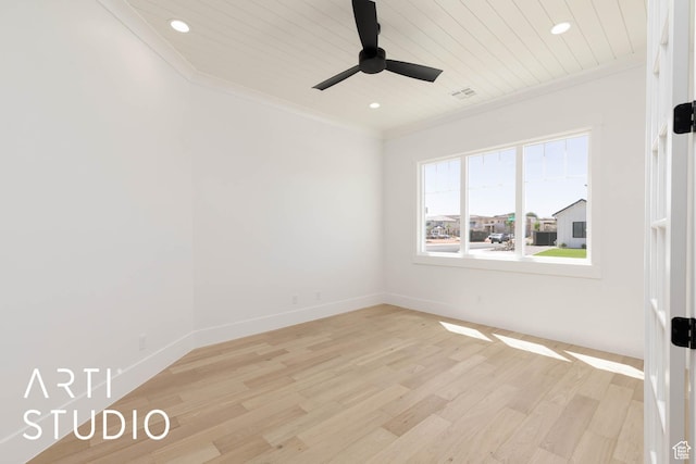 5220 W 2040 S, Hurricane, UT 84737 - empty room featuring recessed lighting, a ceiling fan, light wood finished floors, ornamental molding, and wooden ceiling