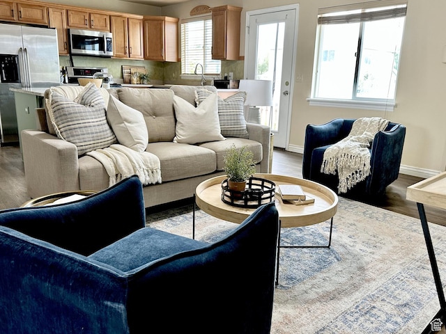 126 W Casi Way, Saratoga Springs, UT 84045 - living area featuring wood finished floors and baseboards
