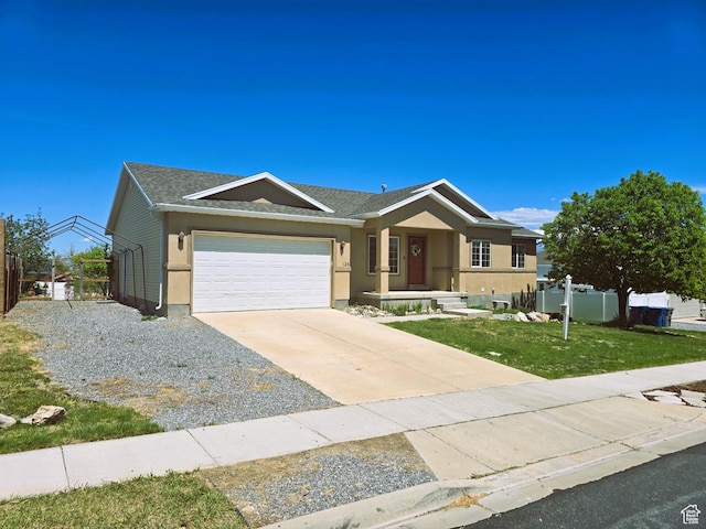 126 W Casi Way, Saratoga Springs, UT 84045 - single story home featuring an attached garage, concrete driveway, a shingled roof, and stucco siding