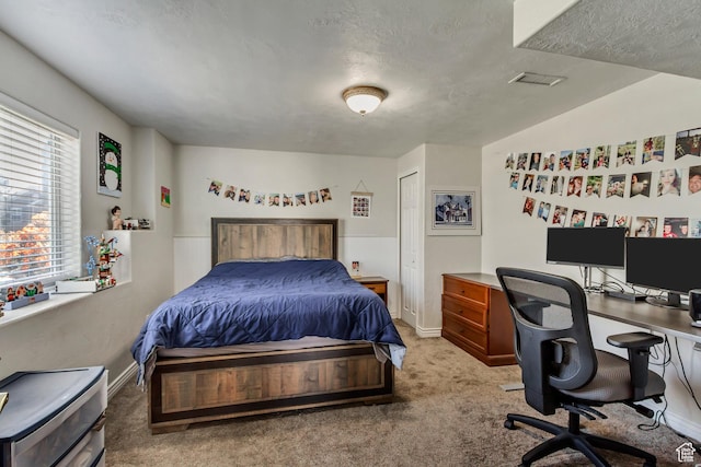 126 W Casi Way, Saratoga Springs, UT 84045 - bedroom with light carpet, an office area, a textured ceiling, and baseboards