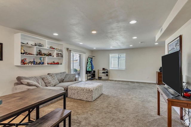 126 W Casi Way, Saratoga Springs, UT 84045 - living room with carpet floors, recessed lighting, and baseboards
