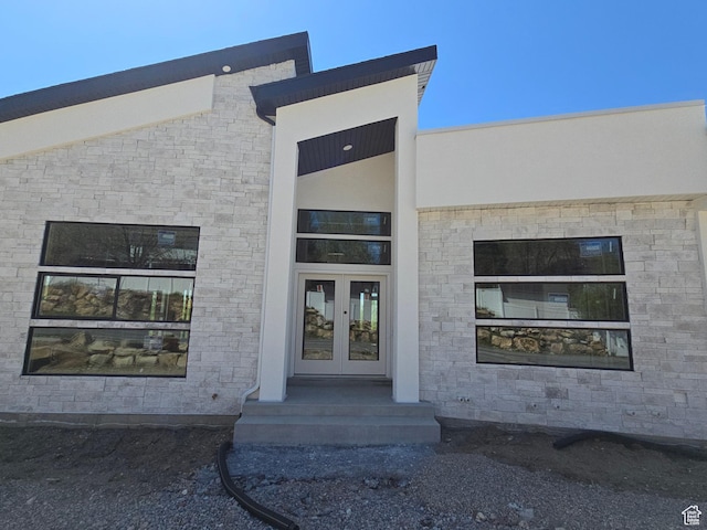 1480 E Belle Ct, Fruit Heights, UT 84037 - entrance to property with french doors and stone siding