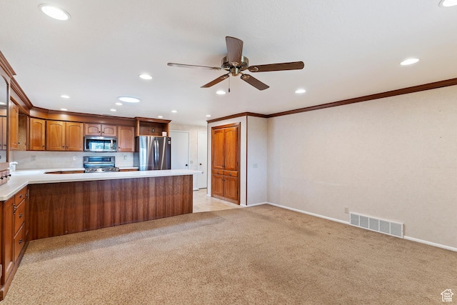 731 W 3750 N, Pleasant View, UT 84414 - kitchen featuring light countertops, appliances with stainless steel finishes, baseboards, and visible vents