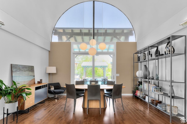dining space featuring wood finished floors