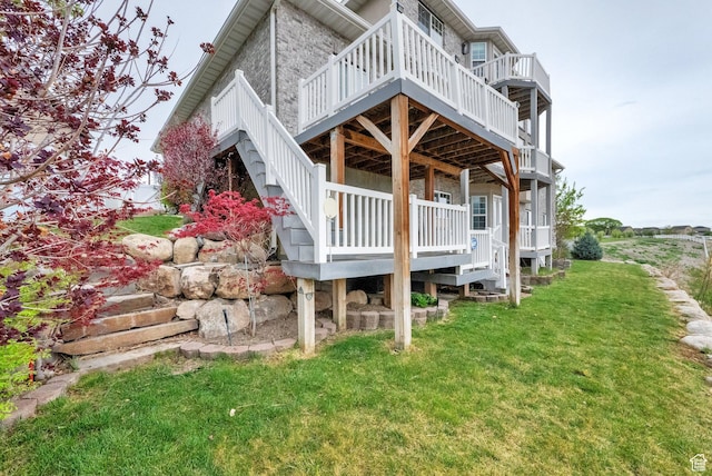 2693 W 2400 N, Lehi, UT 84043 - exterior space featuring stairway, a yard, and a deck