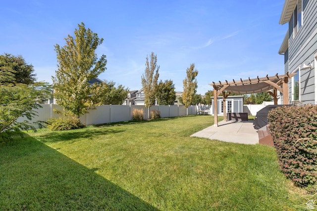 15176 S Battle Dr, Bluffdale, UT 84065 - view of yard with a patio, a fenced backyard, and a pergola