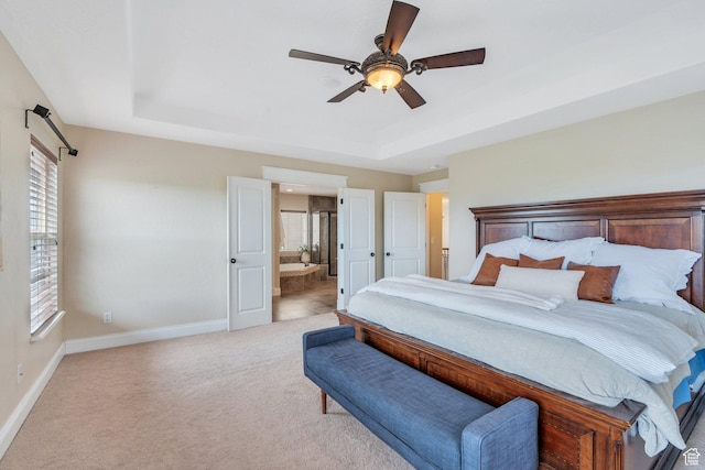2797 W Fox Hunters Loop, Lehi, UT 84043 - bedroom featuring a raised ceiling, multiple windows, baseboards, and light carpet