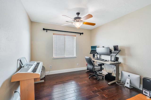 2797 W Fox Hunters Loop, Lehi, UT 84043 - office with baseboards, ceiling fan, and hardwood / wood-style floors
