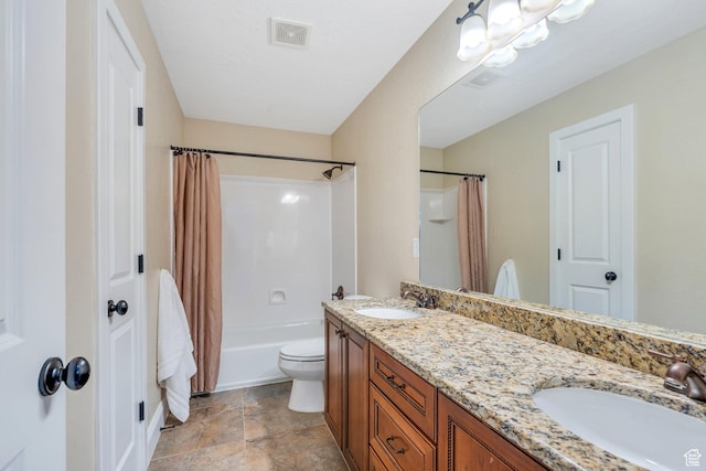 2797 W Fox Hunters Loop, Lehi, UT 84043 - bathroom with visible vents, a sink, shower / bath combo, and double vanity