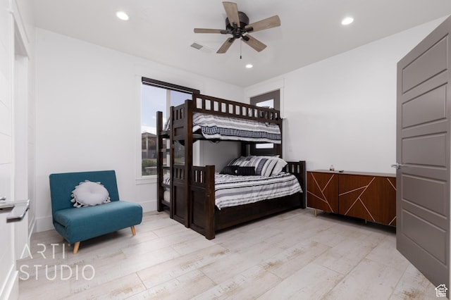 3658 W 2510 S, Hurricane, UT 84737 - bedroom featuring ceiling fan, wood finished floors, visible vents, and recessed lighting