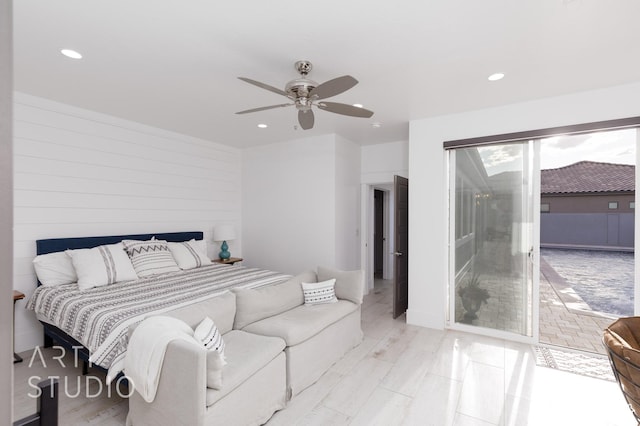 3658 W 2510 S, Hurricane, UT 84737 - bedroom featuring ceiling fan, recessed lighting, and access to exterior