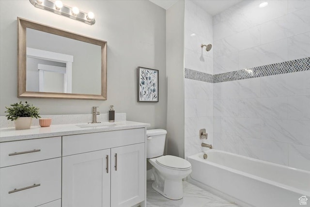 404 W 2700 S, Bountiful, UT 84010 - full bathroom with shower / bath combination, vanity, toilet, and marble finish floor