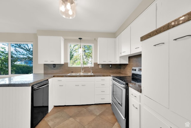 257 E Kingdon S, North Salt Lake, UT 84054 - kitchen with a sink, stainless steel range with electric stovetop, black dishwasher, and tasteful backsplash