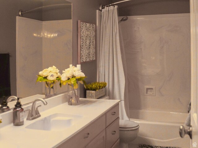 1087 E Fort Pierce Dr, St George, UT 84790 - full bath featuring vanity, toilet, and shower / bath combination with curtain