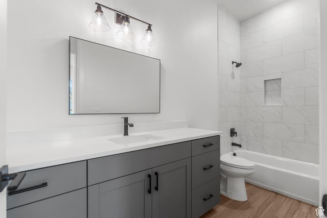 2316 S 2925 W, Cedar City, UT 84720 - bathroom featuring vanity, shower / bathtub combination, toilet, and wood finished floors