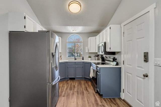 1235 W 1870 N, Lehi, UT 84043 - kitchen featuring wood finished floors, lofted ceiling, light countertops, a sink, and stainless steel appliances