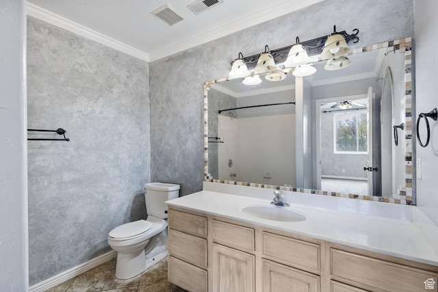 1474 S 430 W Unit 23, Orem, UT 84058 - full bathroom featuring toilet, visible vents, ornamental molding, and vanity