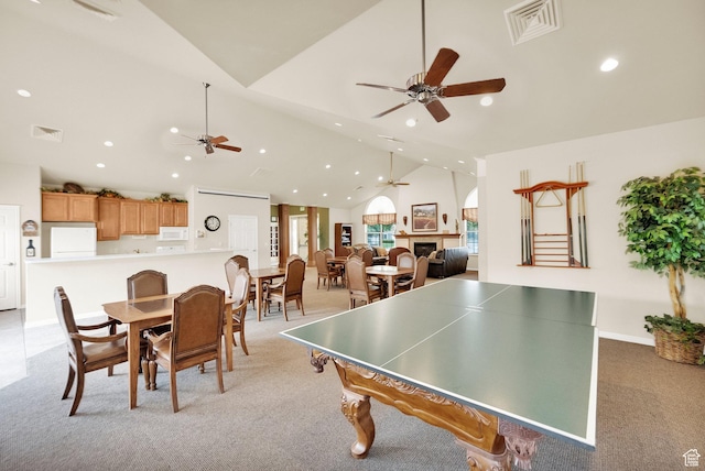 6953 S Country Home Ln W, West Jordan, UT 84084 - recreation room featuring ceiling fan, light carpet, recessed lighting, and visible vents