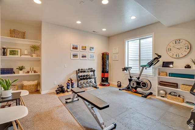 2130 S 450 E, Heber City, UT 84032 - exercise area featuring baseboards, recessed lighting, built in shelves, and visible vents