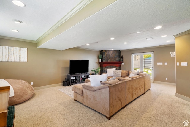 2295 E 2150 N, Layton, UT 84040 - living area with recessed lighting, light colored carpet, and ornamental molding