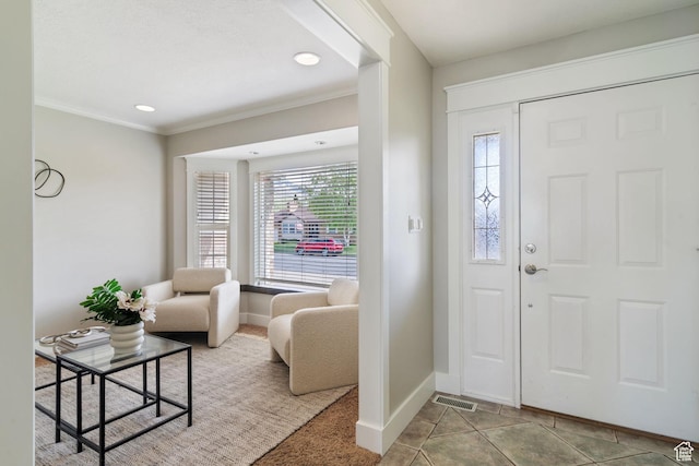 2295 E 2150 N, Layton, UT 84040 - foyer entrance with crown molding, baseboards, recessed lighting, and visible vents