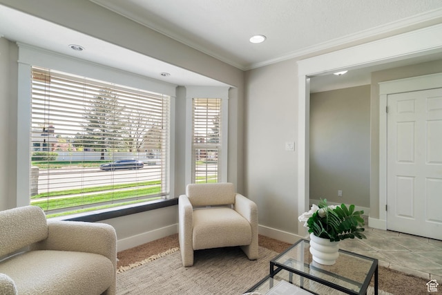 2295 E 2150 N, Layton, UT 84040 - sitting room featuring crown molding, recessed lighting, baseboards, and carpet flooring