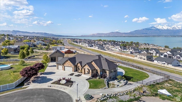 3630 S Panorama Dr W, Saratoga Springs, UT 84045 - drone / aerial view with a residential view and a water and mountain view