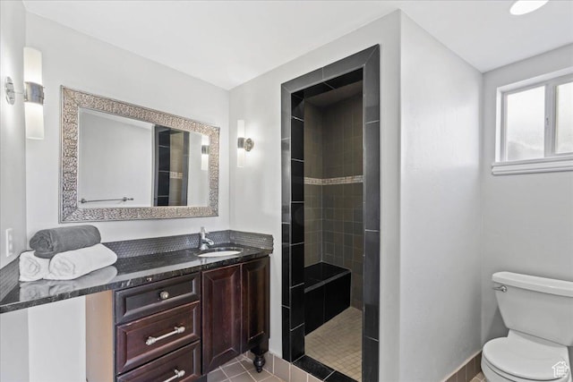 3630 S Panorama Dr W, Saratoga Springs, UT 84045 - full bathroom with vanity, a tile shower, and toilet