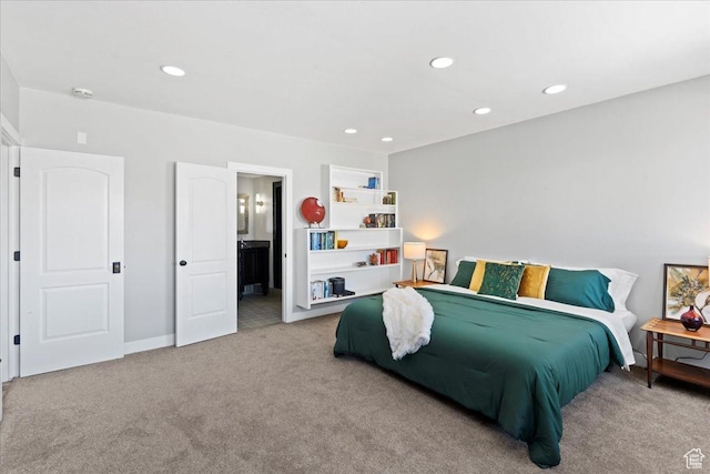 3630 S Panorama Dr W, Saratoga Springs, UT 84045 - carpeted bedroom with recessed lighting, baseboards, and ensuite bath
