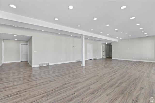 3630 S Panorama Dr W, Saratoga Springs, UT 84045 - below grade area with light wood-style floors, baseboards, recessed lighting, and visible vents