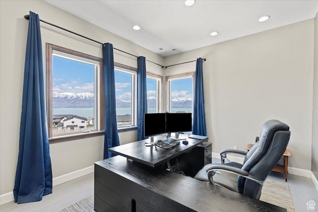 3630 S Panorama Dr W, Saratoga Springs, UT 84045 - office area with baseboards, recessed lighting, and light wood-style floors
