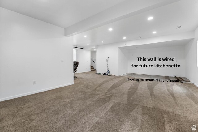 728 W Wild Hyacinth Dr, Saratoga Springs, UT 84045 - spare room with baseboards, carpet, recessed lighting, and stairs