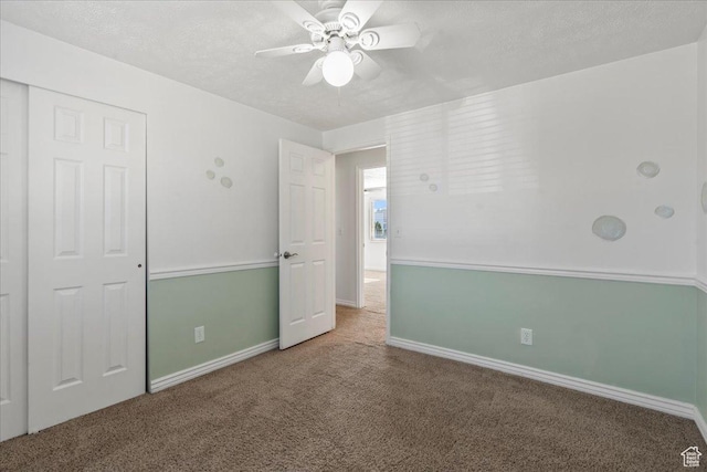 12455 S 1450 W, Riverton, UT 84065 - unfurnished bedroom with carpet floors, a textured ceiling, baseboards, and ceiling fan