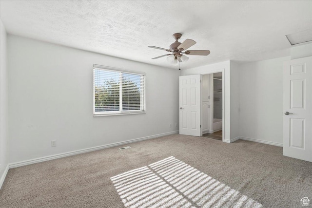 12455 S 1450 W, Riverton, UT 84065 - unfurnished bedroom featuring carpet flooring, a textured ceiling, a ceiling fan, baseboards, and visible vents