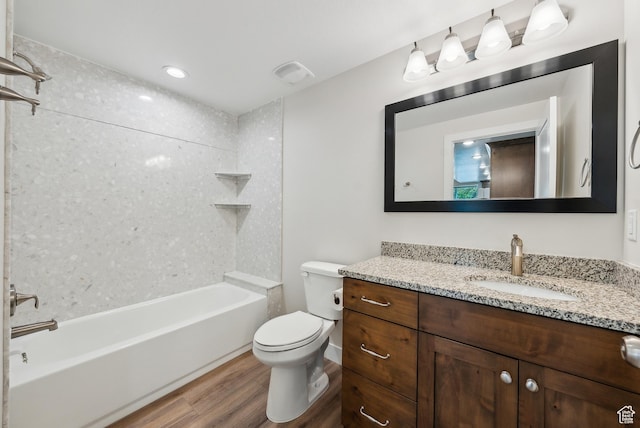 735 E 850 S, Centerville, UT 84014 - bathroom with wood finished floors, vanity, toilet, and shower / tub combination