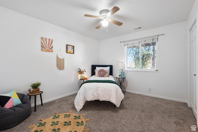 3102 S Applewood Dr E, Bountiful, UT 84010 - bedroom featuring baseboards, ceiling fan, carpet, and visible vents