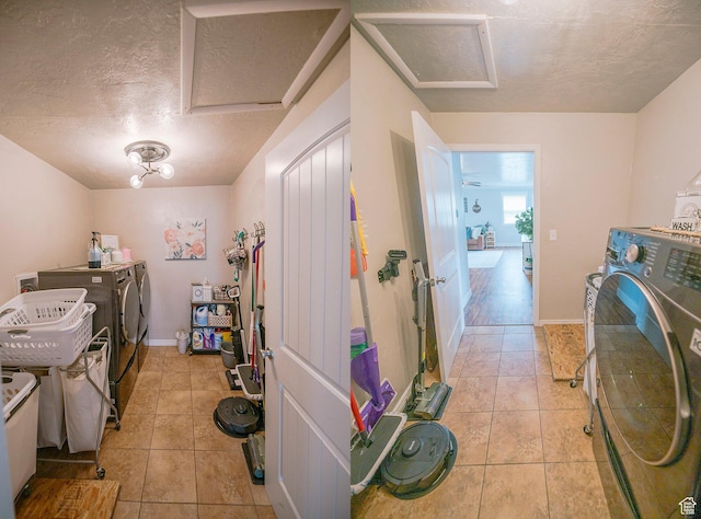 663 W 3500 S, Bountiful, UT 84010 - laundry area with laundry area, attic access, independent washer and dryer, and light tile patterned floors