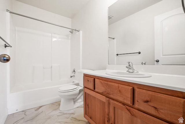 425 S 2220 W Unit 202, Pleasant Grove, UT 84062 - full bath featuring shower / bathing tub combination, visible vents, vanity, toilet, and marble finish floor